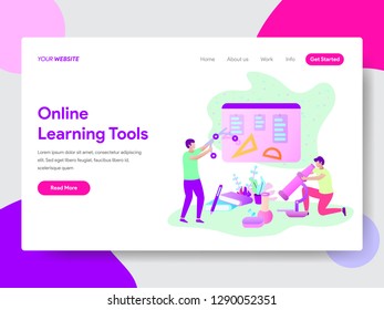 Landing page template of Online Learning Tools Illustration Concept. Modern flat design concept of web page design for website and mobile website.Vector illustration