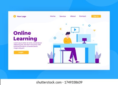 landing page template of online learning. Modern flat design concept of web page design for website and mobile website. Vector illustration