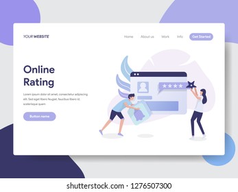 Landing page template of Online Rating Concept. Modern flat design concept of web page design for website and mobile website.Vector illustration