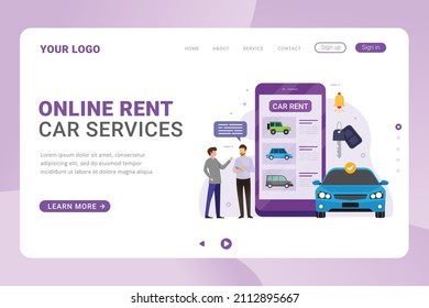 Landing page template online rent car services design concept