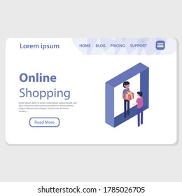 Plantilla de página de aterrizaje de compras en línea .Concepto moderno de diseño plano de página web para sitio web y sitio web móvil. Ilustración vectorial en diseño plano.