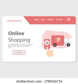 Landing page template of online shoping .Modern flat design concept of web page design for website and mobile website. Vector illustration in flat design.