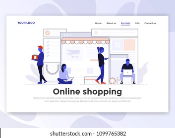 Landing page template of Online Shopping. Modern flat design concept of web page design for website and mobile website. Easy to edit and customize. Vector illustration