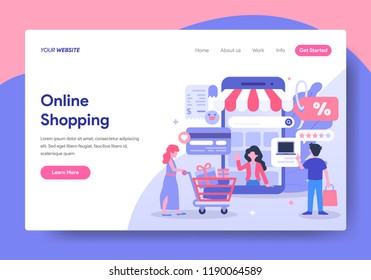 Landing page template of Online Shopping Concept. Modern flat design concept of web page design for website and mobile website.Vector illustration