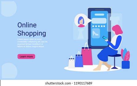 Landing page template. Online shopping. Modern flat design concept of web page design for website. Vector illustration