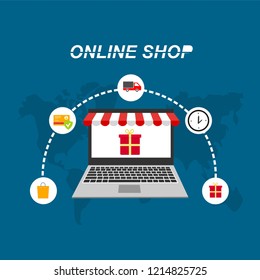Landing page template of Online Shopping. Modern flat design concept of web page design for website and mobile website. Easy to edit and customize. Vector illustration