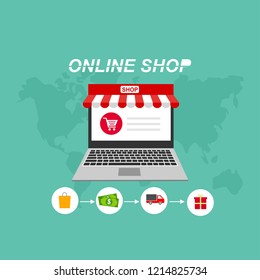 Landing page template of Online Shopping. Modern flat design concept of web page design for website and mobile website. Easy to edit and customize. Vector illustration