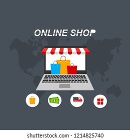 Landing page template of Online Shopping. Modern flat design concept of web page design for website and mobile website. Easy to edit and customize. Vector illustration