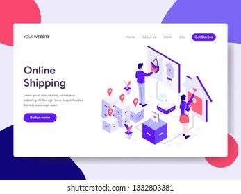 Landing page template of Online Shopping Illustration Concept. Isometric flat design concept of web page design for website and mobile website.Vector illustration