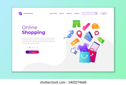 Landing page template of Online Shopping. Modern flat design concept of web page design for website and mobile website. Vector Illustration
