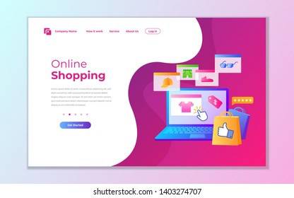 Landing page template of Online Shopping. Modern flat design concept of web page design for website and mobile website. Vector Illustration