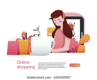Landing page template of Online Shopping. Modern flat design concept of web page design for website. template and background.Vector illustration.