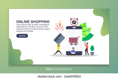 Landing page template of Online Shopping. Modern flat design concept of web page design for website and mobile website. Easy to edit and customize