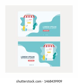 Landing page template of Online Shopping Illustration Concept. flat design concept of web page design for website and mobile website.Vector illustration