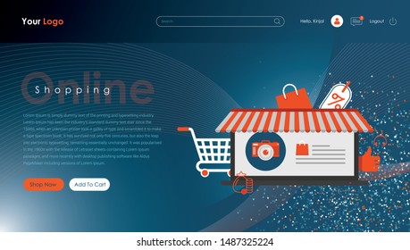 Landing page template of Online Shopping. Modern flat design concept of web page design for website and mobile website. Easy to edit and customize. Vector illustration