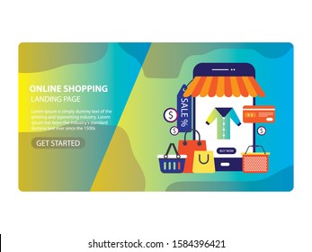 Landing page template of Online Shopping. Modern flat design concept of web page design for website and mobile website