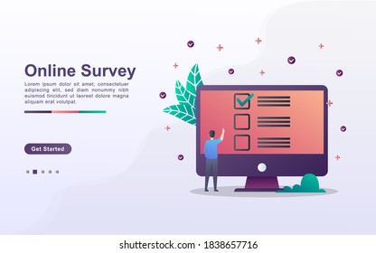 Landing page template of online survey in gradient effect style