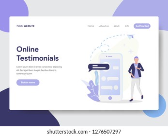 Landing page template of Online Testimonials Concept. Modern flat design concept of web page design for website and mobile website.Vector illustration