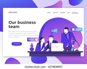 Landing page template of Our business team. Modern flat design concept of web page design for website and mobile website. Easy to edit and customize. Vector illustration