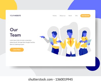 Landing page template of Our Team Illustration Concept. Flat design concept of web page design for website and mobile website.Vector illustration