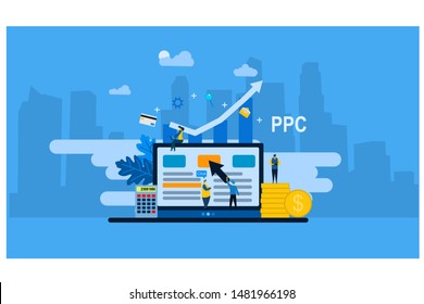 Landing page template of pay per click. Modern flat design concept of web page design for website and mobile website. Vector Illustration