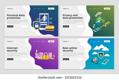 Landing page template of personal data protection, privacy and internet security for website and mobile website development