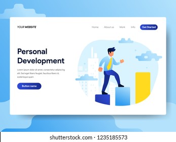Landing Page Template für Personal Development Concept. Modernes Flachdesign-Konzept für Webseitendesign für Website und mobile Website.Vektorillustration-Illustration