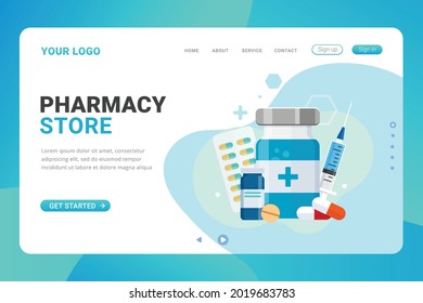 Landing page template pharmacy store design concept