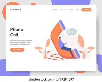 Landing page template of Phone Call Illustration Concept. Modern design concept of web page design for website and mobile website.Vector illustration EPS 10