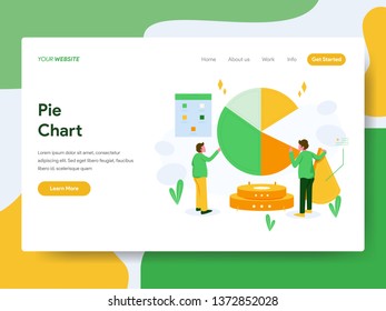 Landing page template of Pie Chart Illustration Concept. Modern Flat design concept of web page design for website and mobile website.Vector illustration