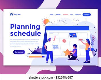 Landing page template of Planning Schedule. Modern flat design concept of web page design for website and mobile website. Easy to edit and customize. Vector illustration