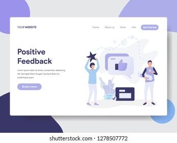 Landing page template of Positive Feedback Illustration Concept. Modern flat design concept of web page design for website and mobile website.Vector illustration