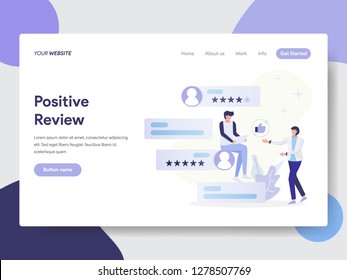 Landing page template of Positive Review Illustration Concept. Modern flat design concept of web page design for website and mobile website.Vector illustration