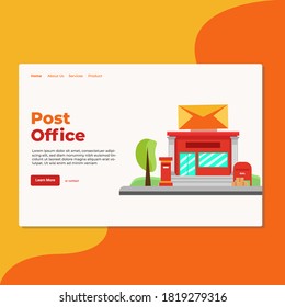 Landing page template of Post Office. Modern flat design concept of web page design for website and mobile website. Easy to edit and customize. Vector Illustration