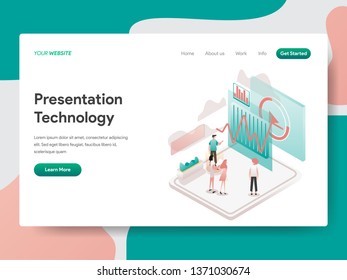 Landing page template of Presentation Technology Illustration Concept. Isometric design concept of web page design for website and mobile website.Vector illustration