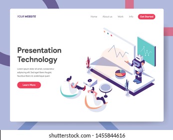 Landing page template of Presentation Technology Illustration Concept. Isometric design concept of web page design for website and mobile website.Vector illustration
