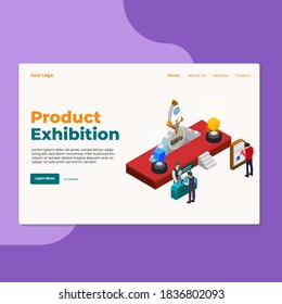 Landing page template of Product Exhibition. Modern flat design concept of web page design for website and mobile website. Easy to edit and customize. Vector Illustration