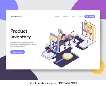 Landing page template of Product Inventory Illustration Concept. Isometric flat design concept of web page design for website and mobile website.Vector illustration