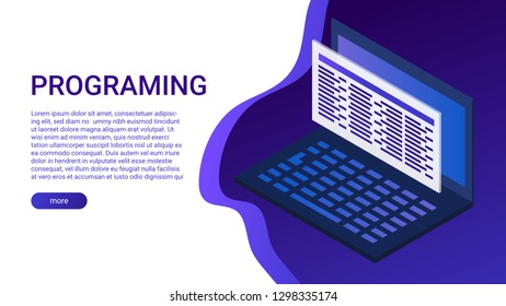 Landing page template of programing. Landing page template of development . Modern flat design concept of web page design for website and mobile website. Easy to edit and customize. 