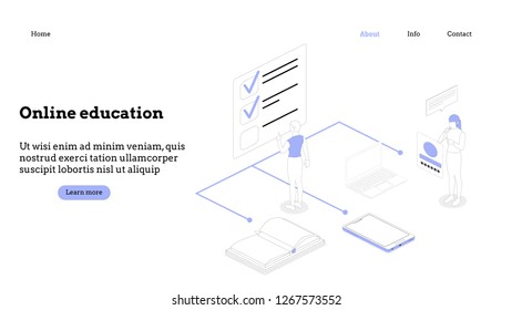 Landing page template. Programming course modern flat design isometric concept. Landing page template for online course. Conceptual isometric vector illustration for web and graphic design.