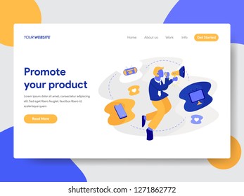 Landing page template of Promoting Product Concept. Modern flat design concept of web page design for website and mobile website.Vector illustration