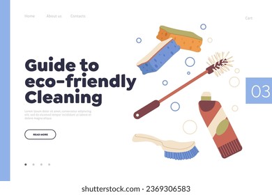 Landing page template providing guide to eco-friendly cleaning with natural detergent supplies