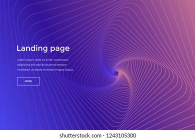 Landing page template. Purple background with circles and waves. EPS 10