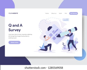 Landing page template of Question and Answer Survey Illustration Concept. Modern flat design concept of web page design for website and mobile website.Vector illustration