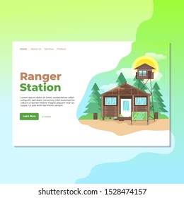 Landing page template of Ranger Station. Modern flat design concept of web page design for website and mobile website. Easy to edit and customize. Vector illustration