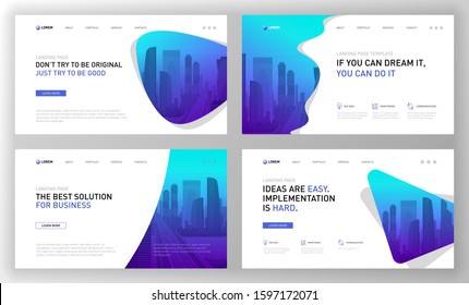 Landing Page Template For Real Estate. Modern Web Page Design Concept Layout For Website. Vector Illustration. Brochure Cover, Banner, Slide.