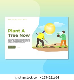 Landing page template of Reforestation. Modern flat design concept of web page design for website and mobile website. Easy to edit and customize. Vector illustration