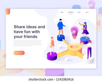 Landing page template of relationship, online dating and social networking concept. 3D isometric concept of web page design for website and mobile website. Vector illustration.