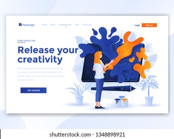 Landing page template of Release your creativity. Modern flat design concept of web page design for website and mobile website. Easy to edit and customize. Vector illustration