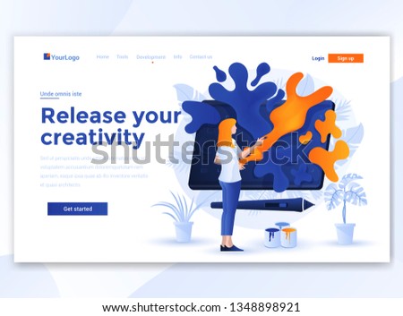 Landing page template of Release your creativity. Modern flat design concept of web page design for website and mobile website. Easy to edit and customize. Vector illustration